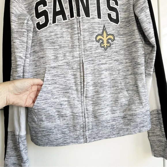 Saints NFL Team Apparel Women’s Zip Front Sweatshirt Gray Size Small New Orleans - Picture 5 of 7